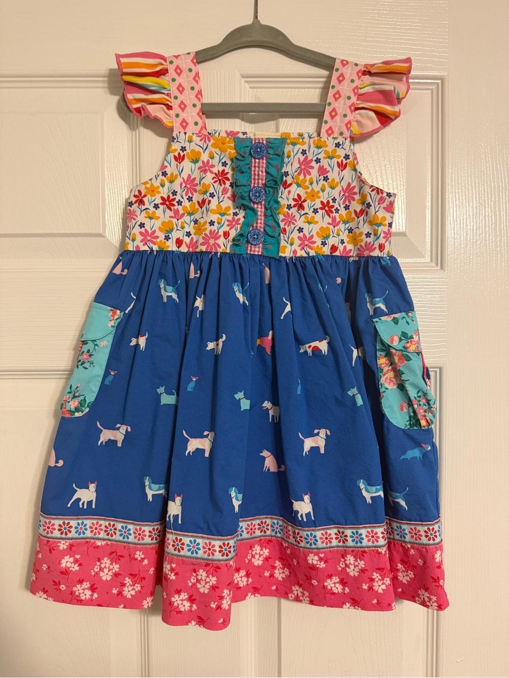 Wildflowers Blue, Pink & Teal Floral Dog Print Sundress